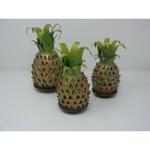 Metal Pineapple Shape Cut Candle Holders (set of 3)